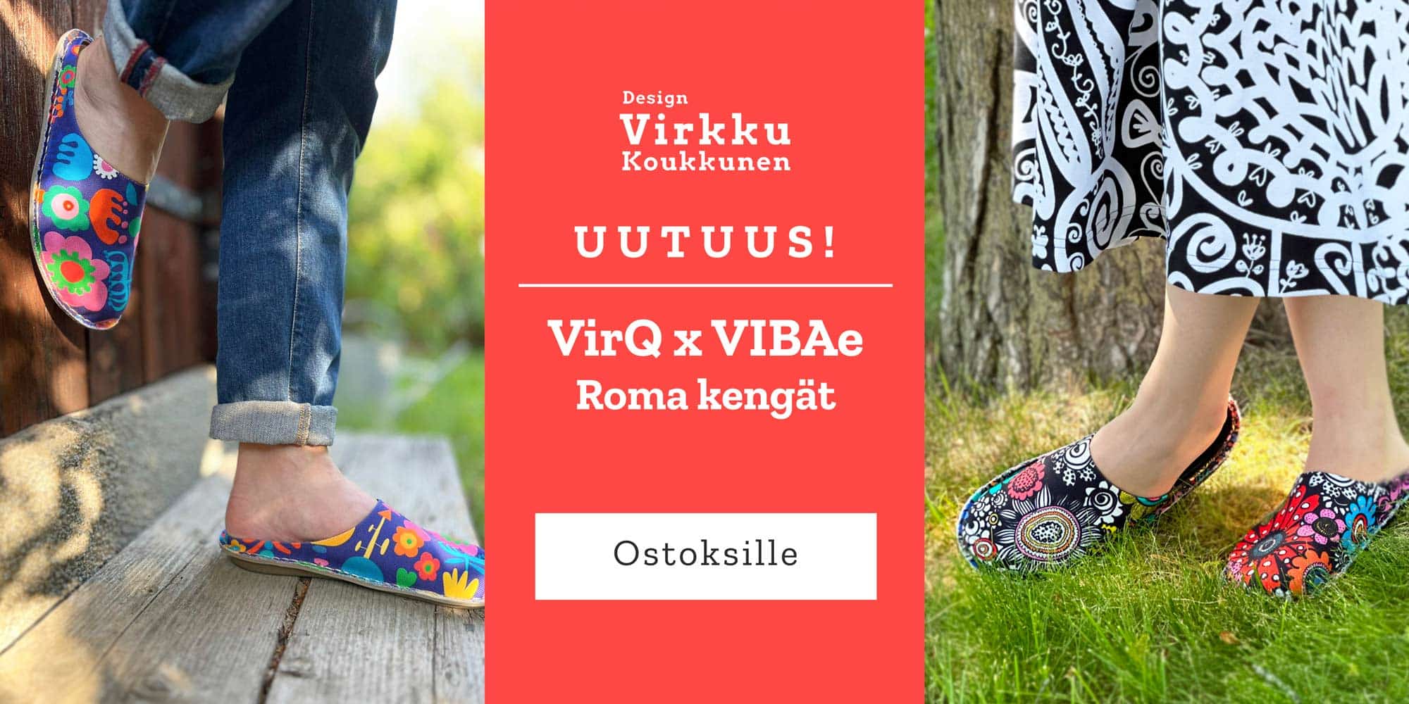 Virkkukoukkunen x VIBAe yhteistyömalliston Roma kengät naisille ja miehille - mukavat ja laadukkaat canvaskengät Carbon Step™ -pohjallisella ja Virkkukoukkusen persoonallisilla kuoseilla. Suunniteltu Suomessa, valmistettu Portugalissa. Koe vertaansa vailla oleva mukavuus uuden Virkkukoukkunen x VIBAe kenkämalliston kanssa!